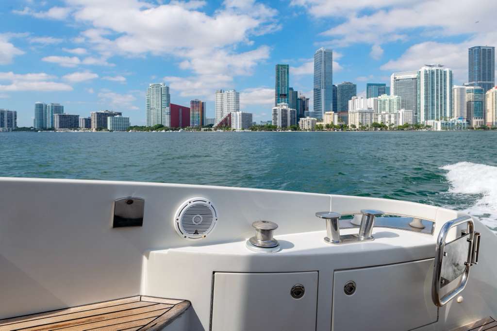 Miami skyline from the deck aboard Samba Sol